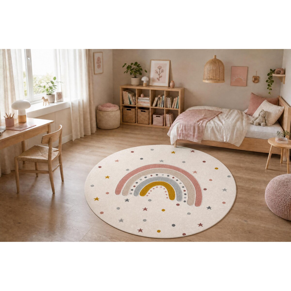 Dywan KIDDO 5151 koło biały / jasnoszary koło 140 cm