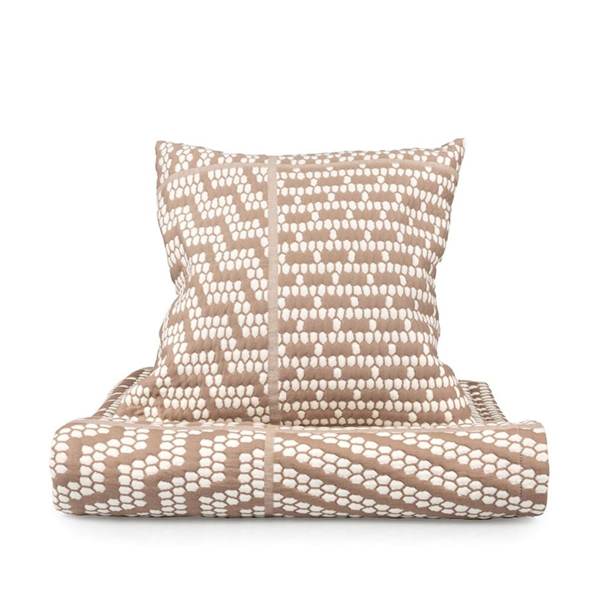 Narzuta na łóżko, pasaż o wymiarach 70x160 cm beżowy w biały wzór