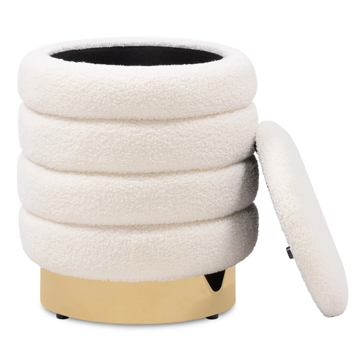 Pufa ze schowkiem Ø 36 cm YPSILA - II Kremowa