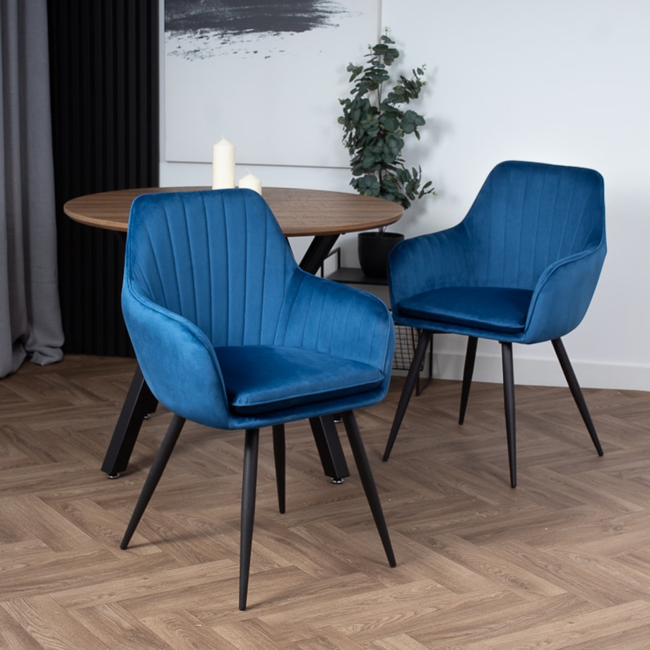 Krzesło tapicerowane welurowe granatowe do salonu jadalni