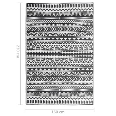vidaXL Dywan zewnętrzny, ARAKIL czarny, 160 x 230 cm, PP