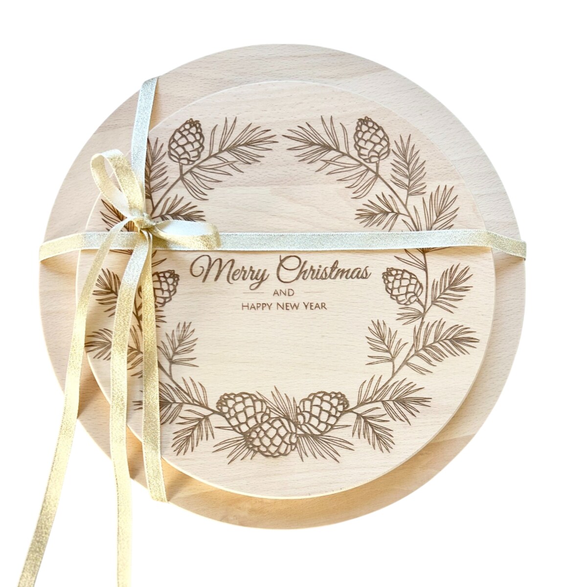 Zestaw bukowych desek kuchennych z motywem świątecznym