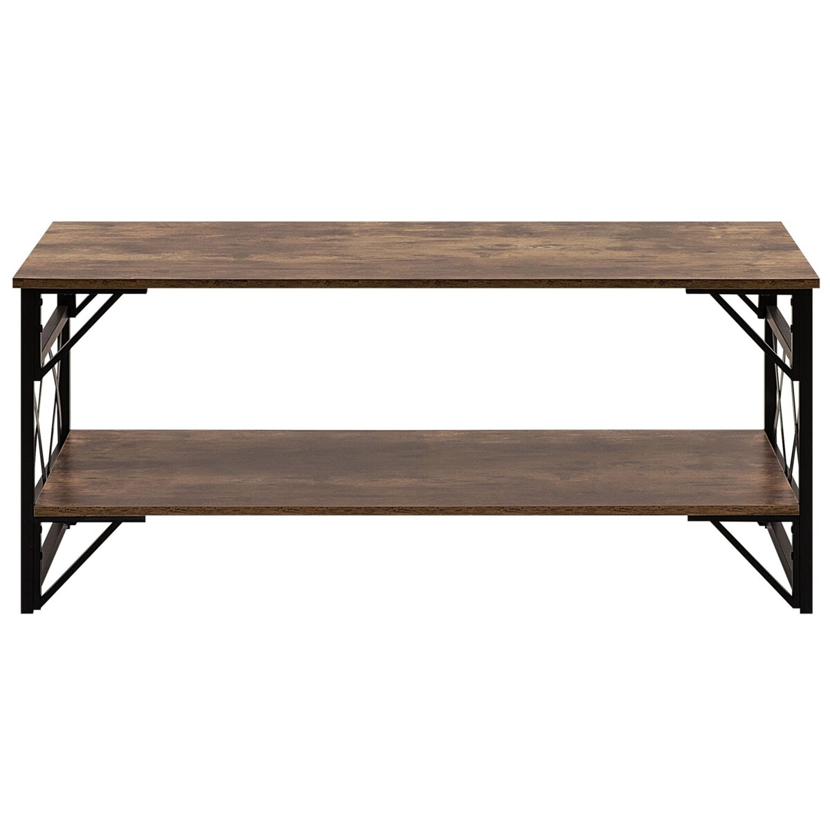 Stolik kawowy z półką ciemne drewno z czarnym BOLTON