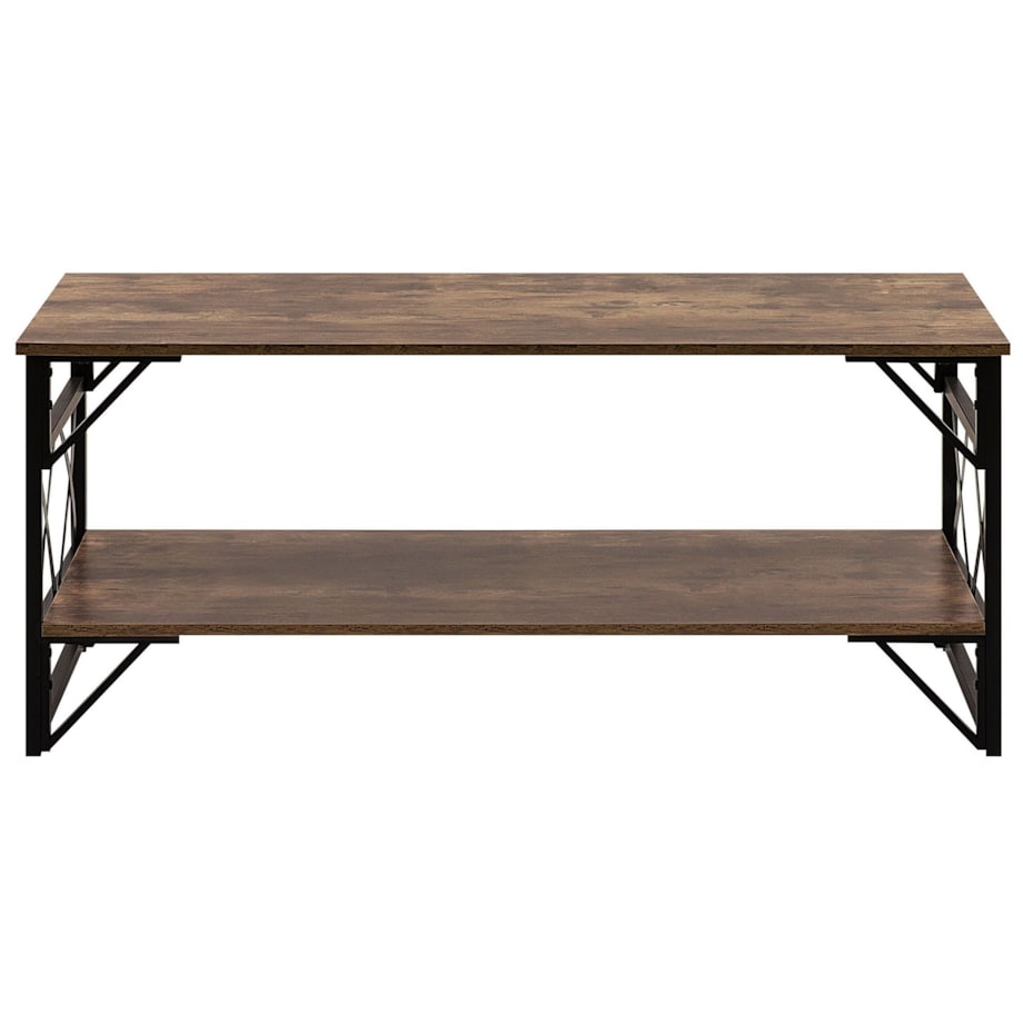 Stolik kawowy z półką ciemne drewno z czarnym BOLTON