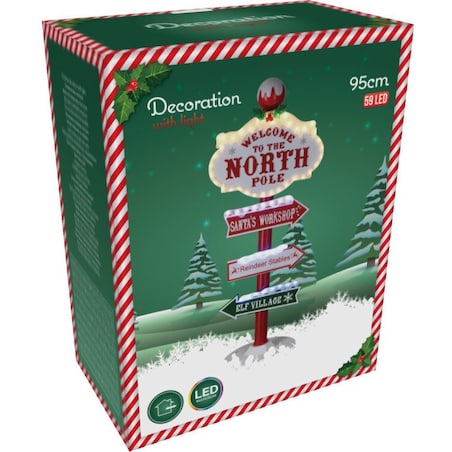 Świąteczna dekoracja zewnętrzna LED - Drogowskaz 95 cm