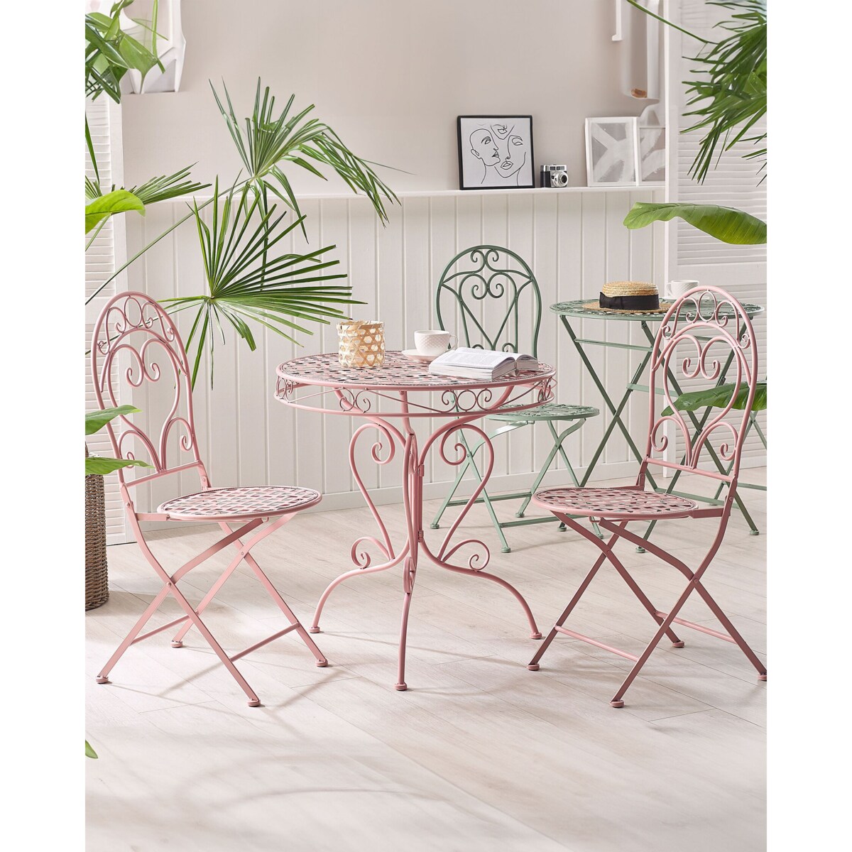 Krzesło ogrodowe Zestaw 2 Metal Różowy ALBINIA