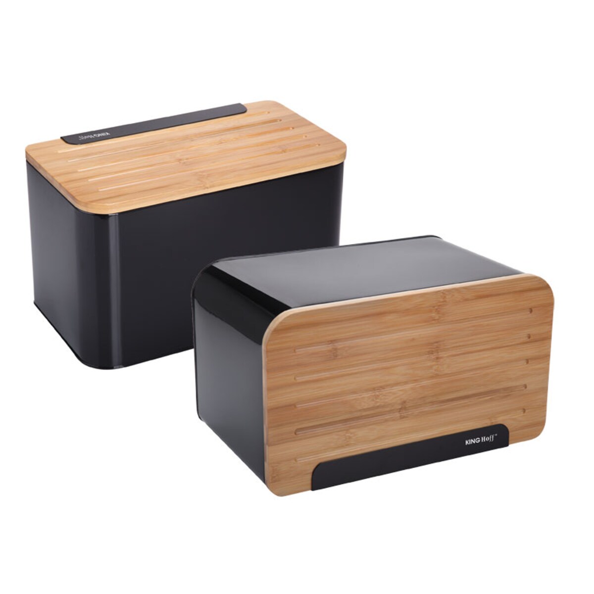 Chlebak stalowy z deską do krojenia czarny KINGHOFF