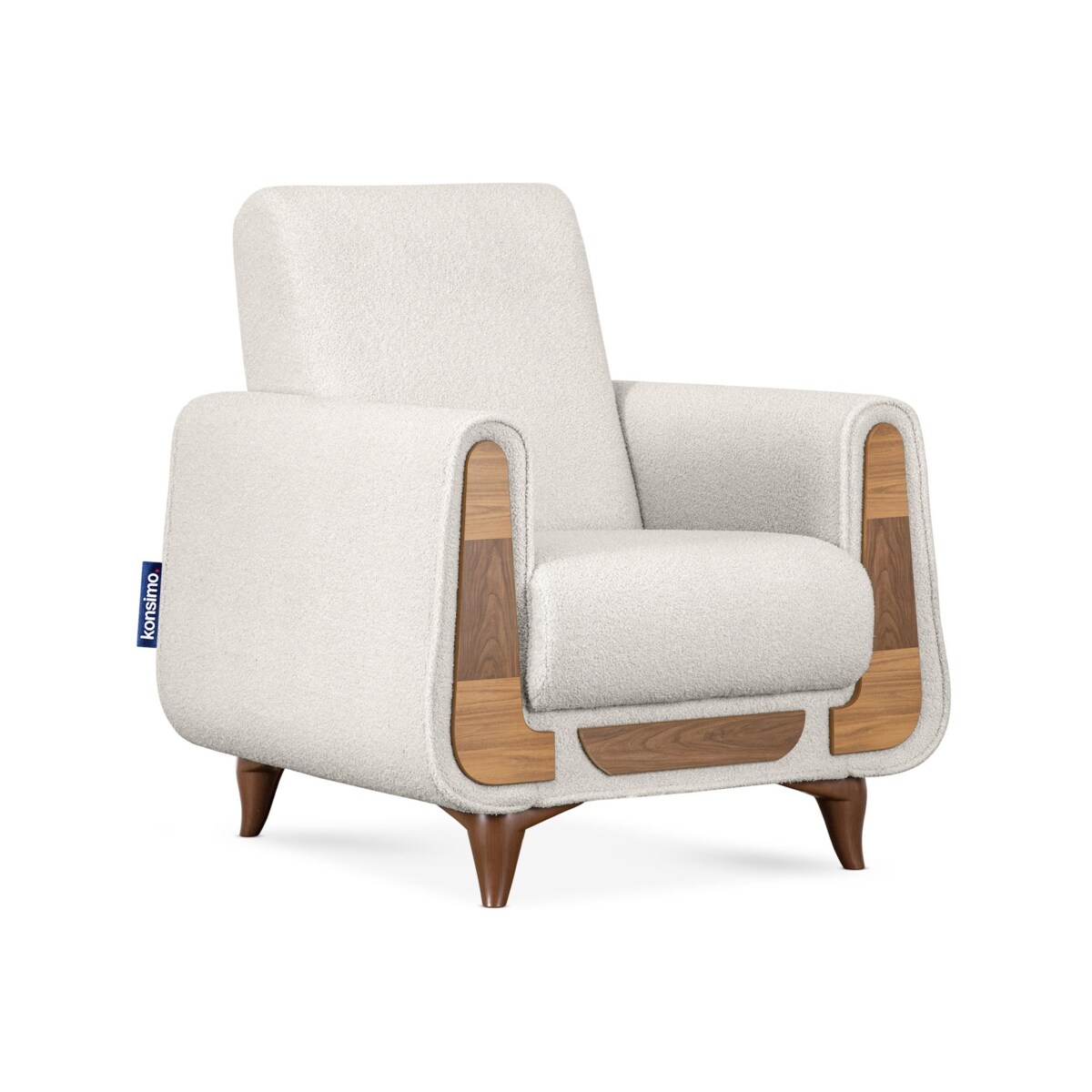 KONSIMO GUSTAVO Fotel z białej tkaniny