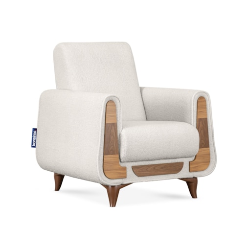 KONSIMO GUSTAVO Fotel z białej tkaniny