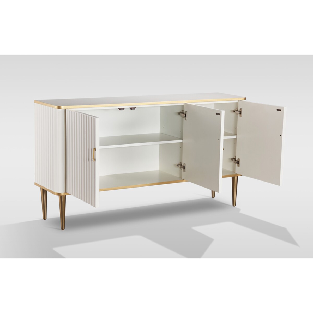 Złota komoda ryflowana Agi 160x40x87