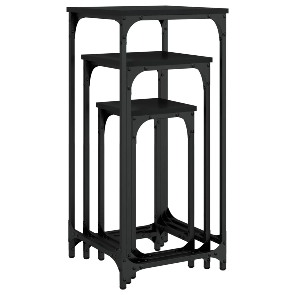 vidaXL Stoliki wsuwane jeden pod drugi, 3 szt., czarne