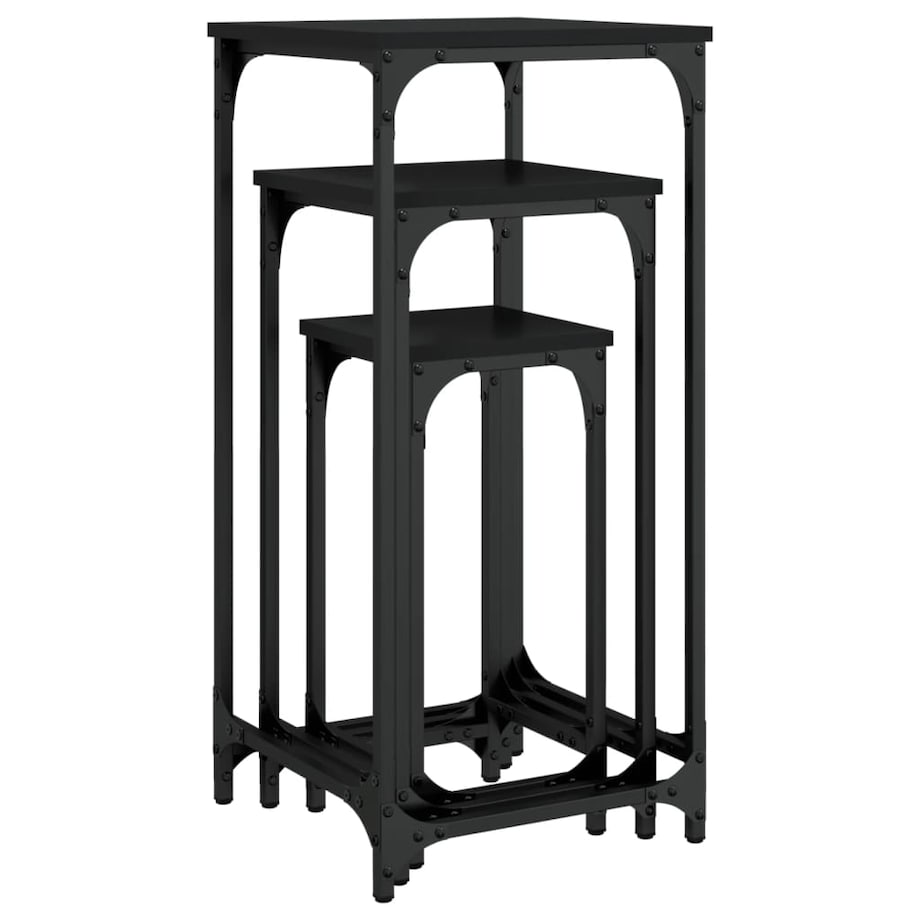 vidaXL Stoliki wsuwane jeden pod drugi, 3 szt., czarne