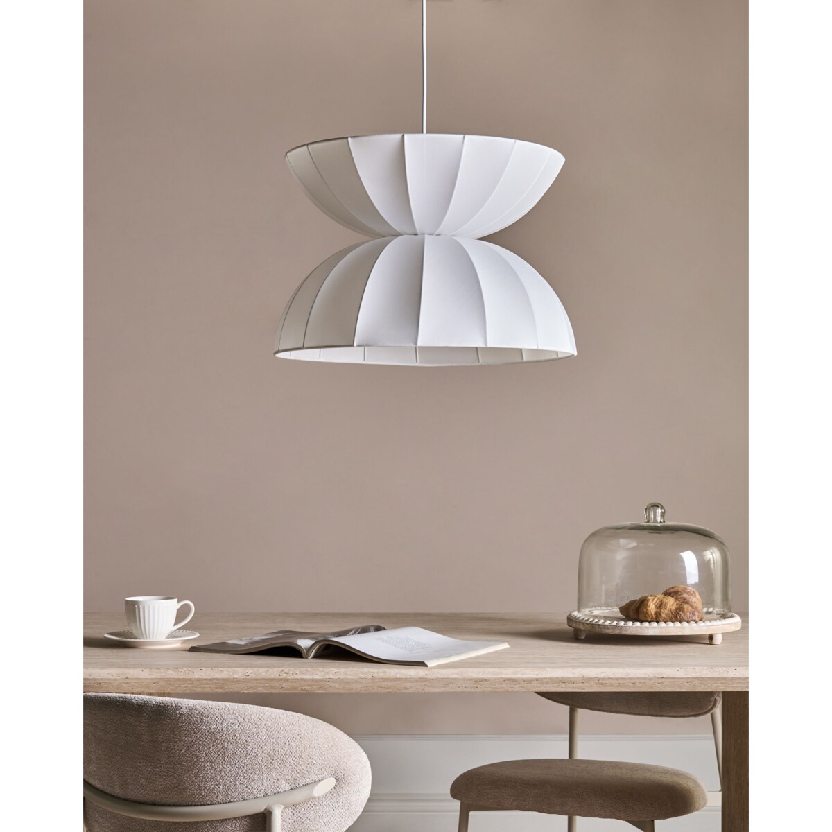 Lampa wisząca DEBONS Jedwab syntetyczny Biały