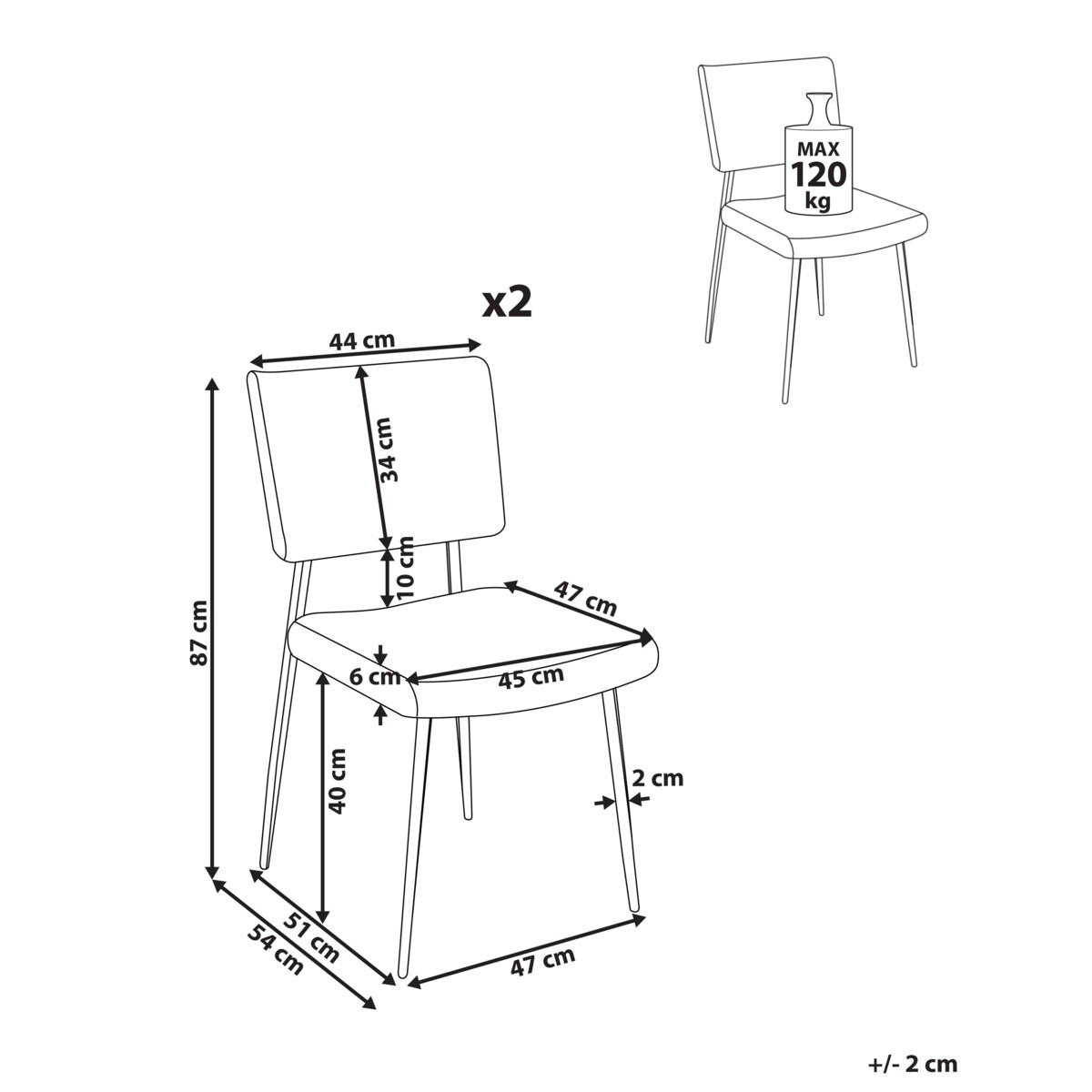 Zestaw 2 krzeseł do jadalni STURGIS Sztruks Złamana biel