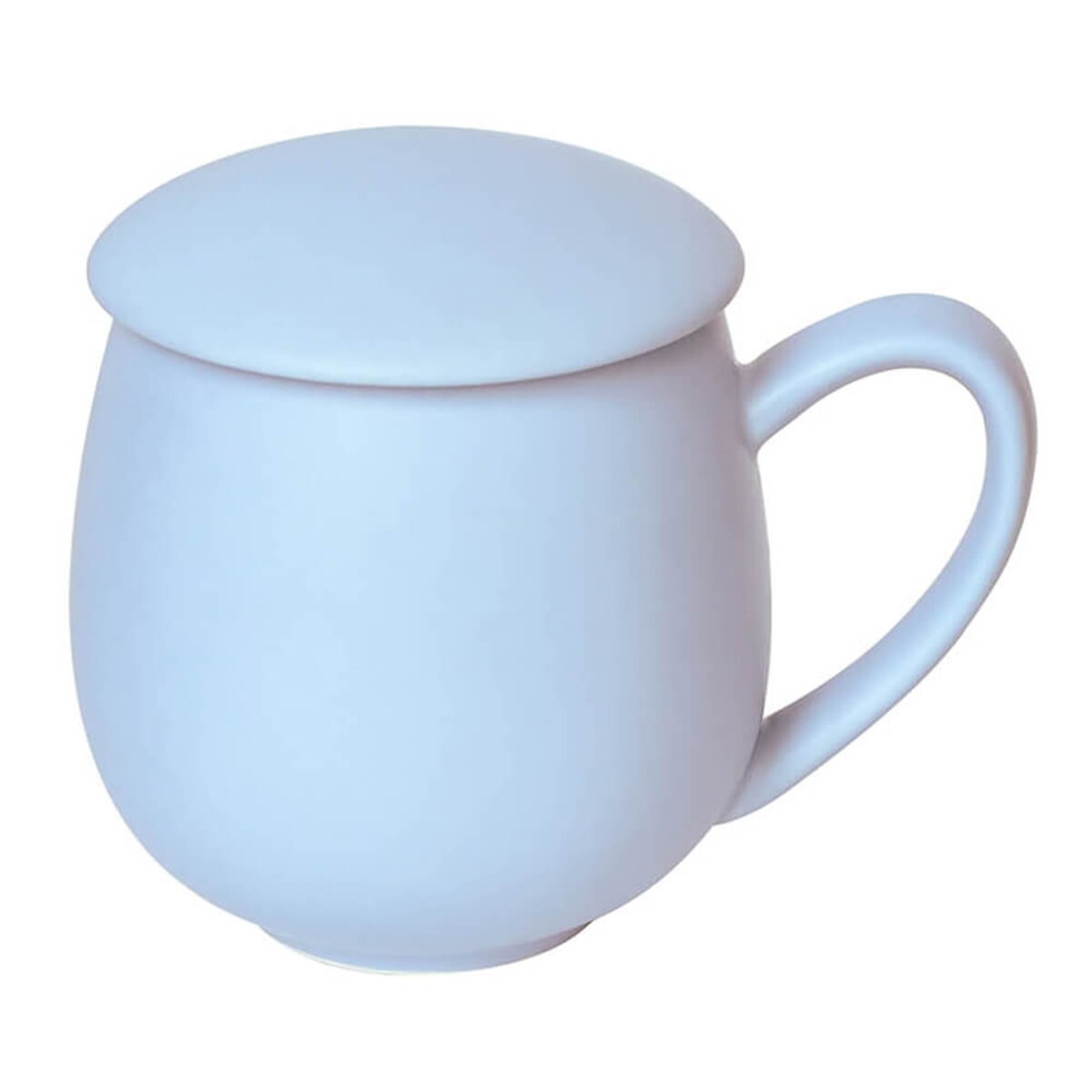 Kubek z zaparzaczem i pokrywką niebieski matowy - super zestaw do herbaty, naparu, perfekcyjny podarunek prezent dla mamy, taty, babci, dziadka