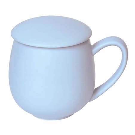 Kubek z zaparzaczem i pokrywką niebieski matowy - super zestaw do herbaty, naparu, perfekcyjny podarunek prezent dla mamy, taty, babci, dziadka