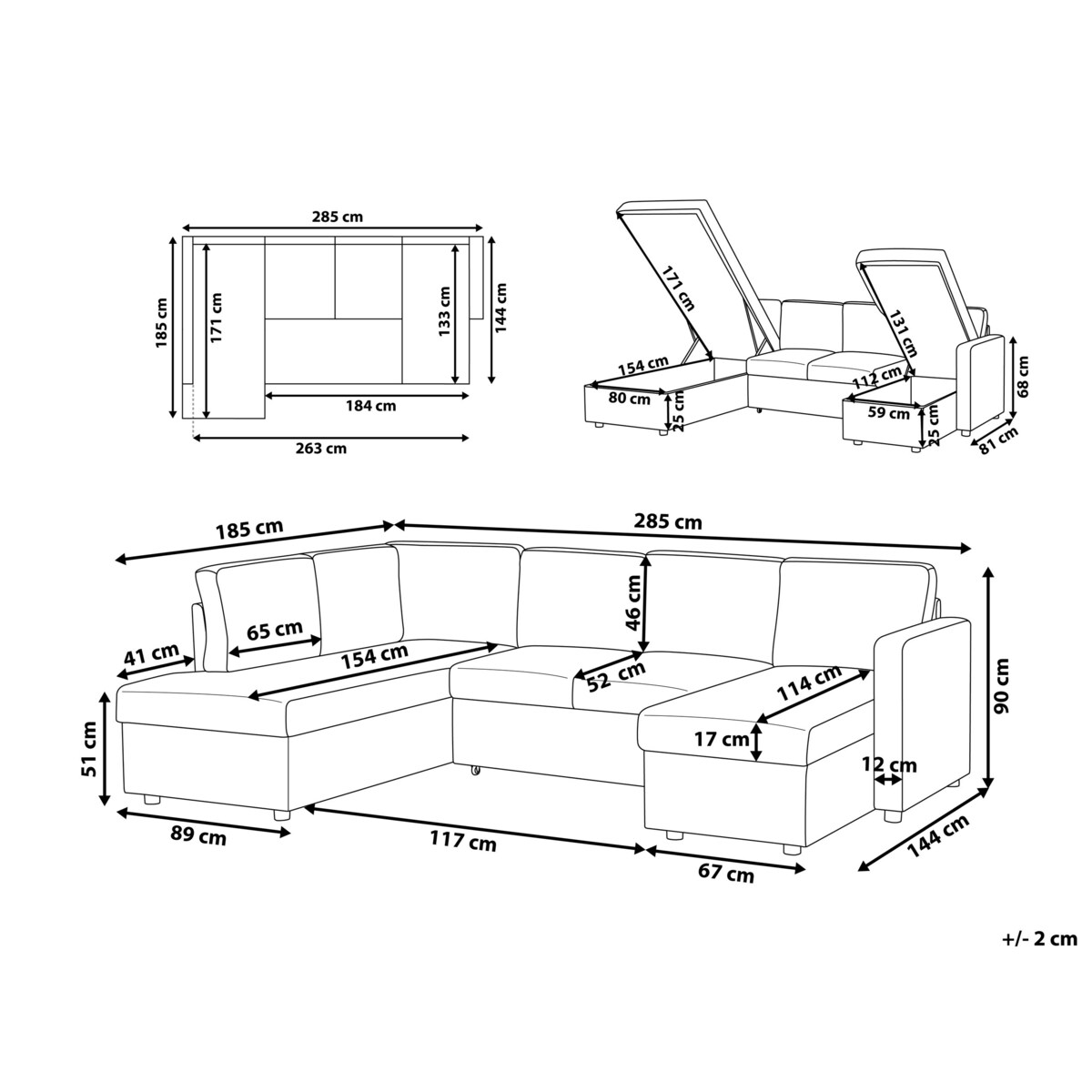 Narożnik rozkładany ciemnoszary KARRABO