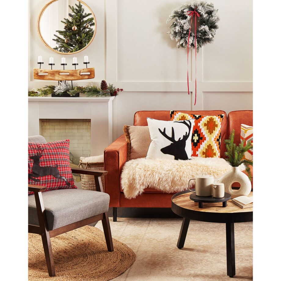 Rattanowe okrągłe lustro ścienne 60 cm naturalne BARUNG