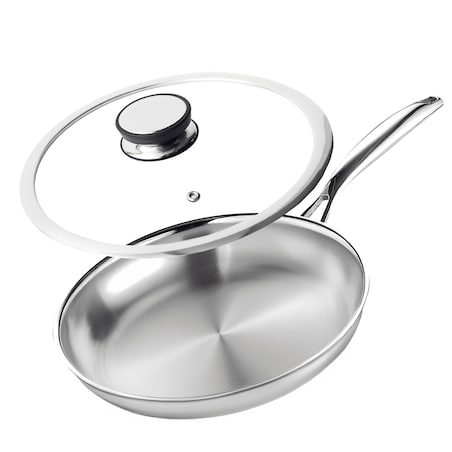 Profesjonalna patelnia stalowa Hikari 28 cm z pokrywką Na indukcje Na gaz Nierdzewna