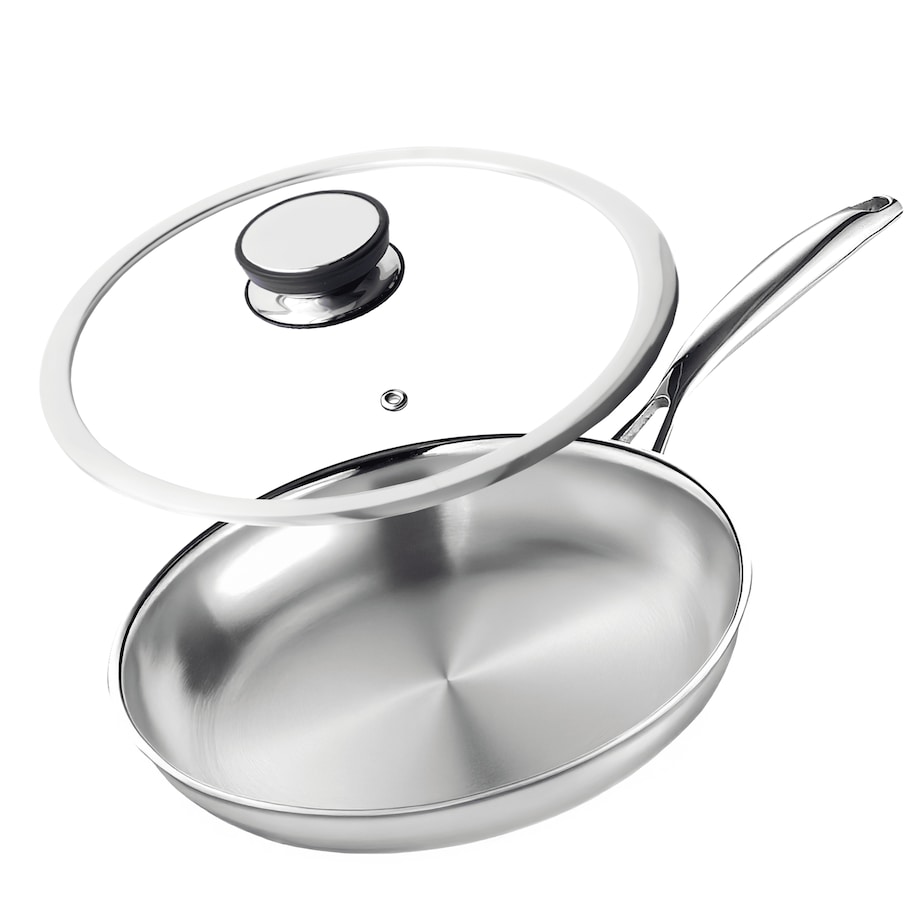 Profesjonalna patelnia stalowa Hikari 28 cm z pokrywką Na indukcje Na gaz Nierdzewna