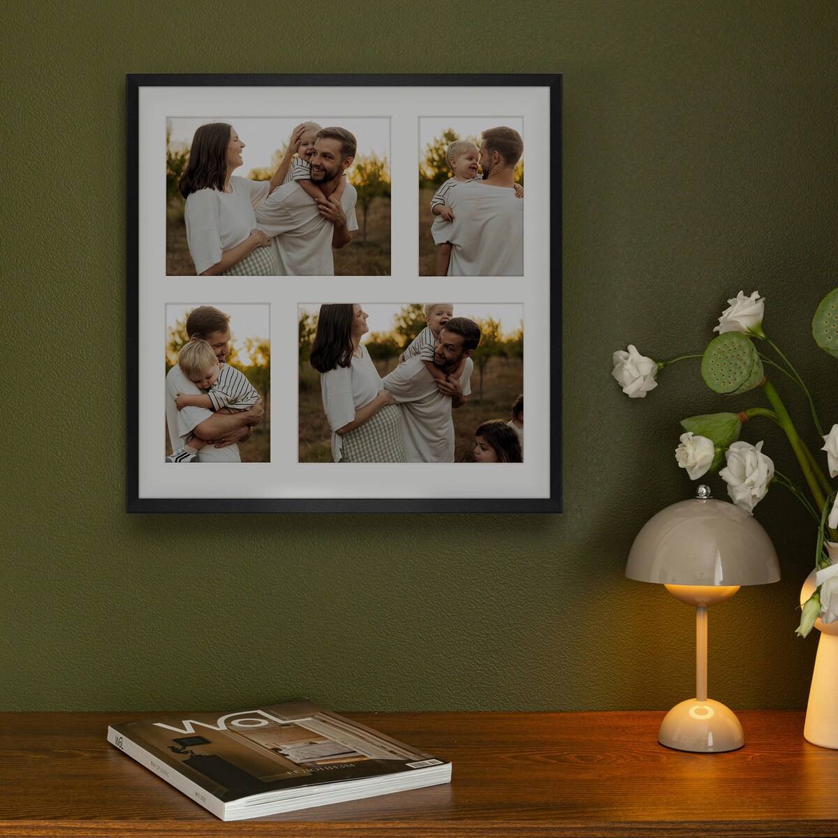 Ramka na 4 zdjęcia 2x 10x15 cm 2x 15x21 cm czarna foto galeria 40x40 cm FRAMAI