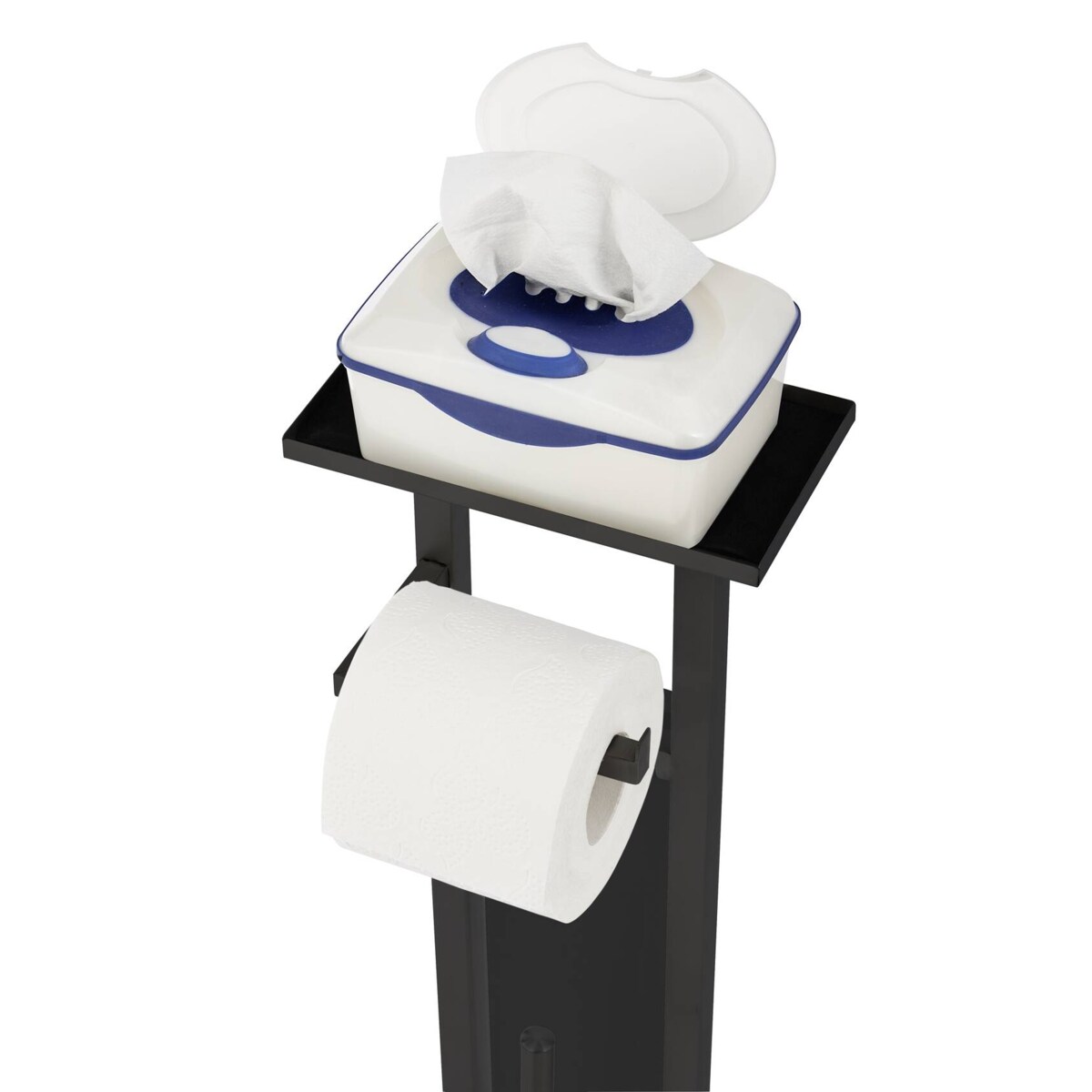 Stojak na szczotkę WC i papier z półeczką 4w1 DEBAR