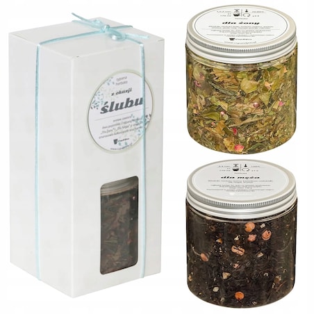 Zestaw prezentowy upominkowy box DLA ŻONY I MĘŻA herbata sypana czarna i biała - prezent upominek na wesele ślub dla młodej pary