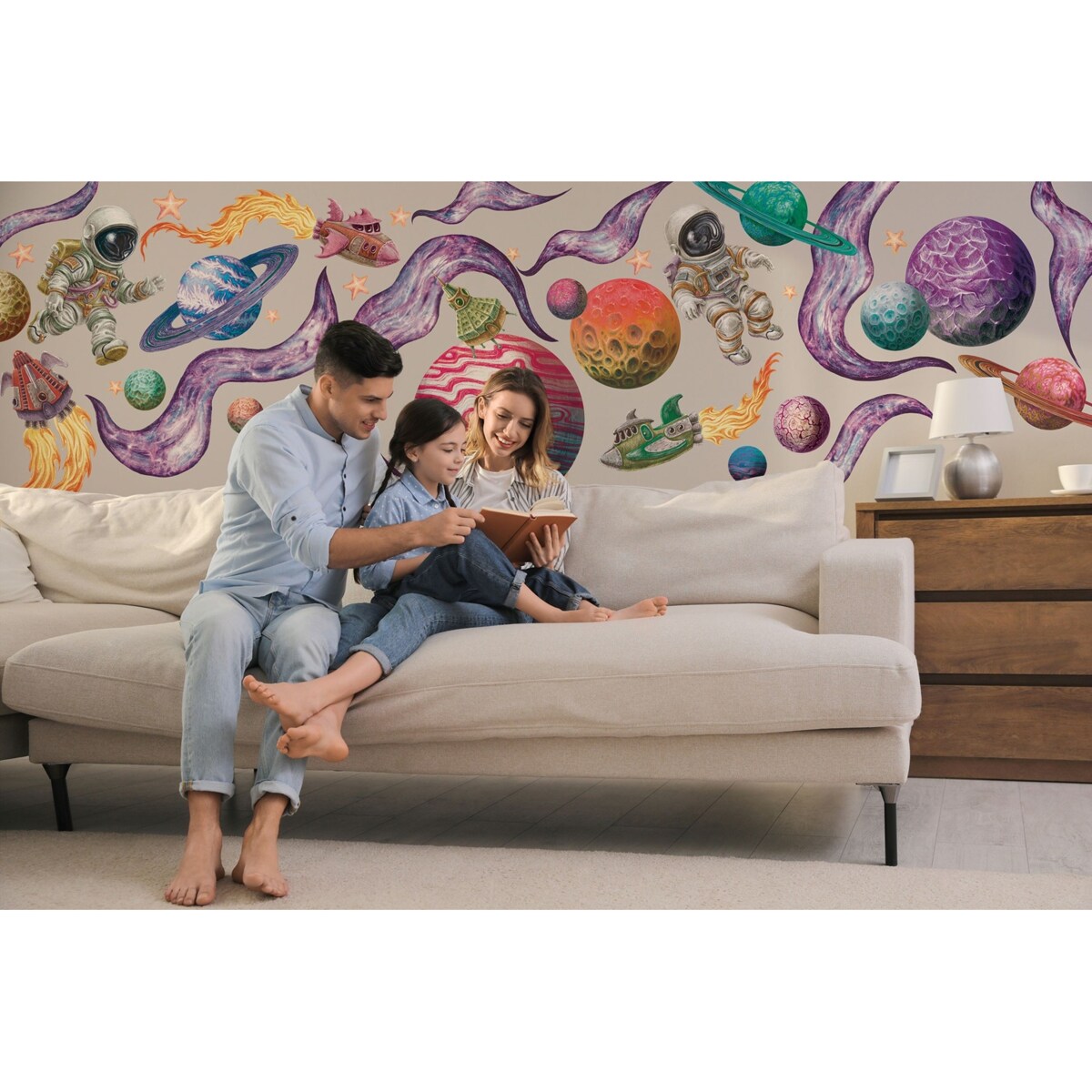 Zestaw naklejek na ścianę, Kosmiczne marzenia, 80cm