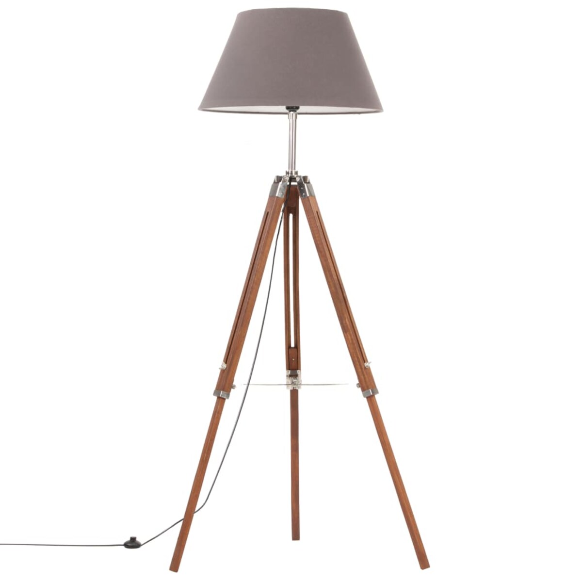 vidaXL Lampa podłogowa na trójnogu, brązowo-szara, tek, 141 cm