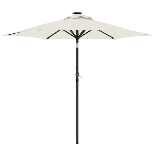 vidaXL Parasol ogrodowy z LED, stalowy słupek, biały, 225x225x212 cm
