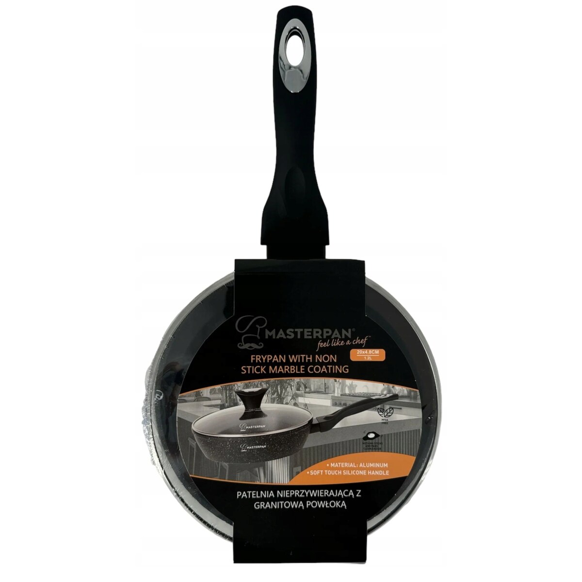 Patelnia Do Smażenia Granitowa 20 Cm Z Pokrywką Nieprzywierająca Na Indukcję Gaz