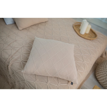 Poszewka romby kwadratowa beżowa, 50 x 50 cm, La Manta