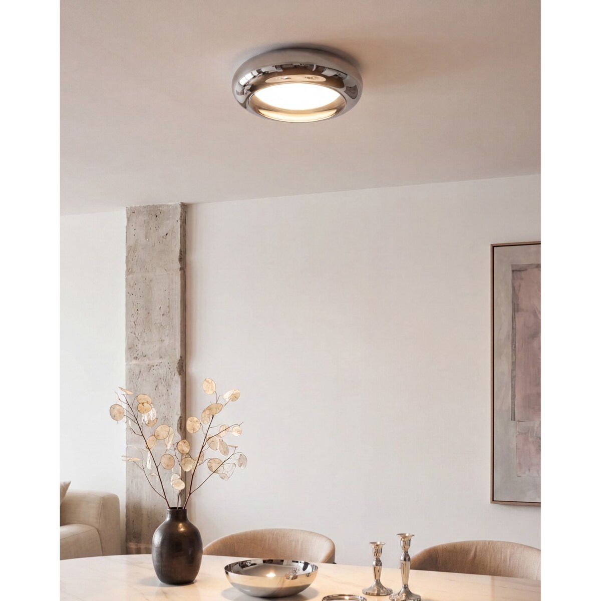 Lampa sufitowa LED NITH Ze ściemniaczem Szkło Srebrny