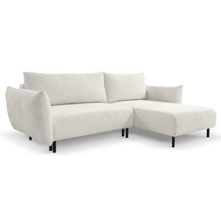 Narożnik DELI z funkcją spania na nóżkach, prawostronny, kremowy