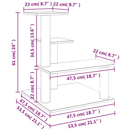 vidaXL Drapak dla kota, z sizalowymi słupkami, ciemnoszary, 61 cm