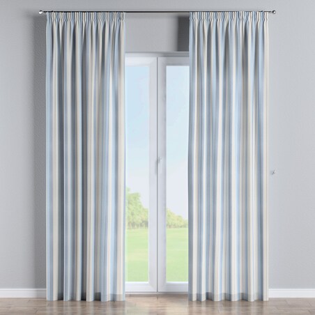 Zasłona na taśmie marszczącej 1 szt. 130x260 niebieskie pasy