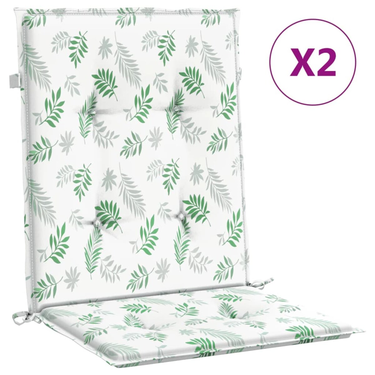 vidaXL Poduszki na krzesła z niskim oparciem, 2 szt., wzór w liście