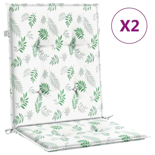 vidaXL Poduszki na krzesła z niskim oparciem, 2 szt., wzór w liście