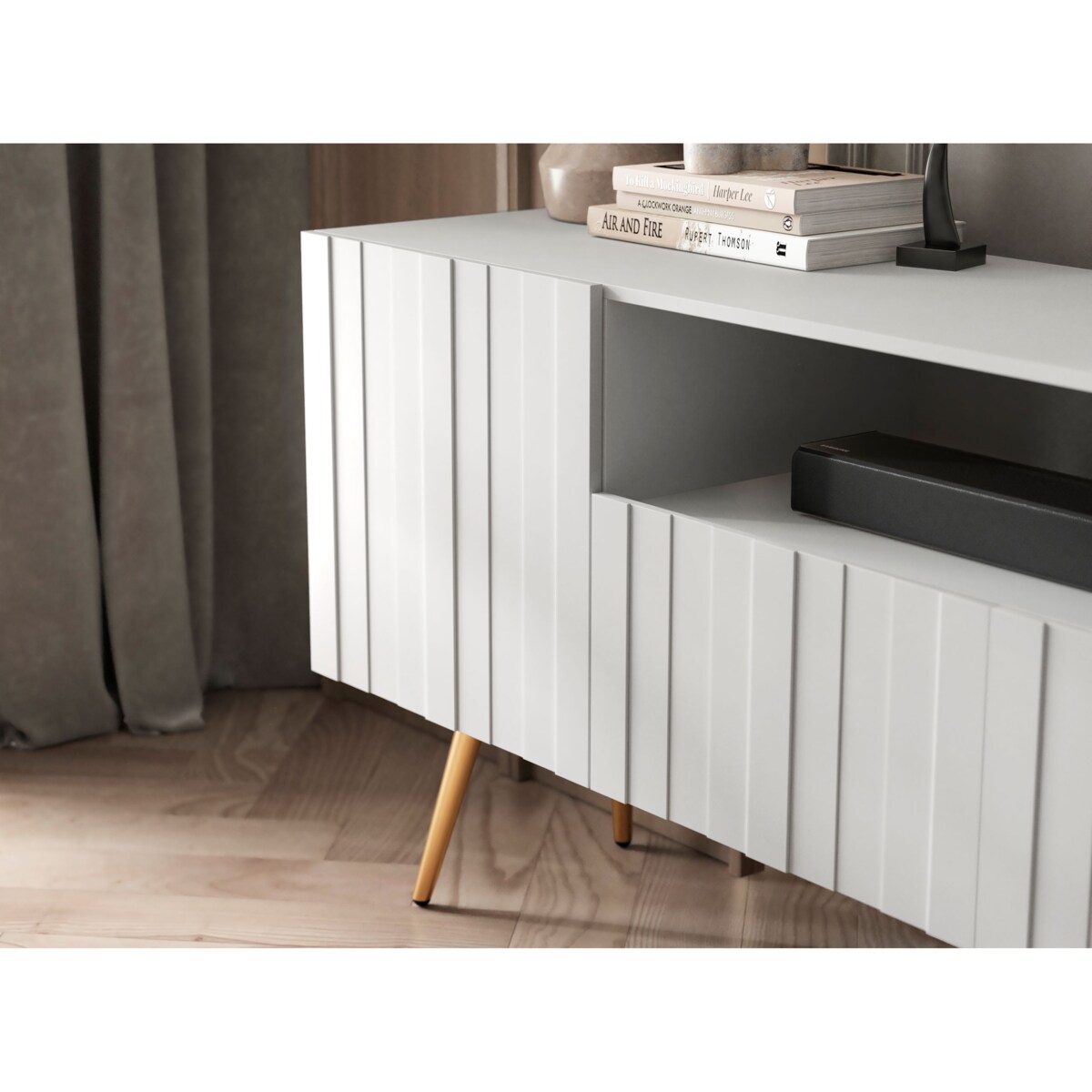 Nowoczesna Szafka RTV Glamour Komoda RTV Glamour Biały Mat 150 cm