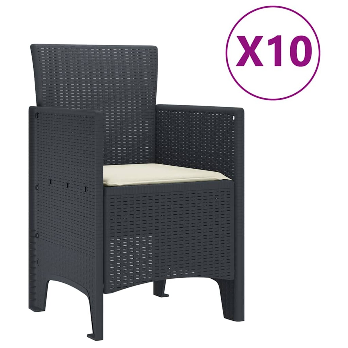vidaXL Zestaw do jadalni w ogrodzie 11 pcs Antracyt Rattan Polt