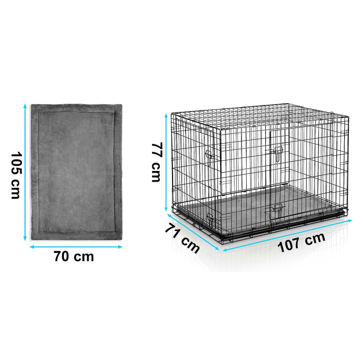 Klatka dla psów + legowisko 107x71x77 cm Pethaus 620200-606200