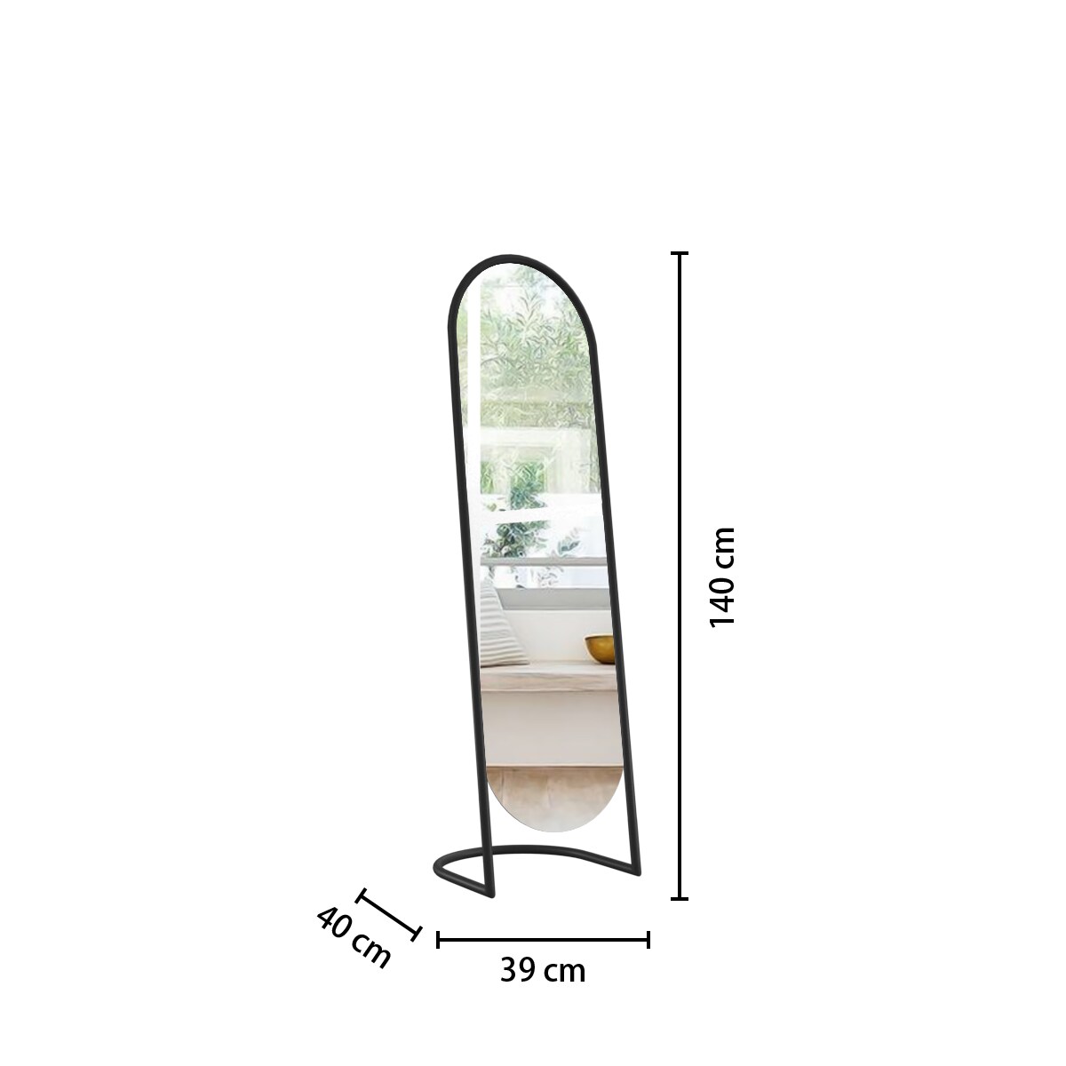 Duże lustro stojące w metalowej ramie JEF, 39,5 x 136 cm