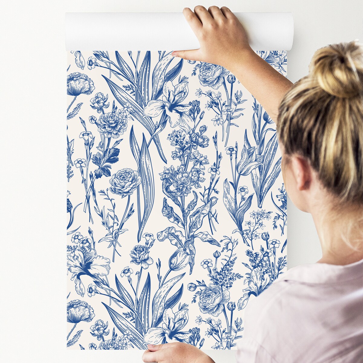 Tapeta Niebieskie KWIATY i Liście Natura