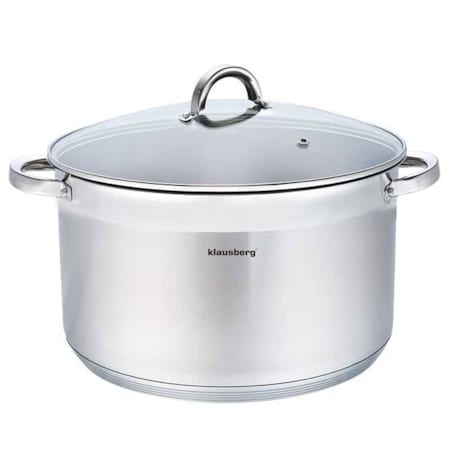 Garnek stalowy z pokrywką indukcja gaz 14L 32cm KLAUSBERG