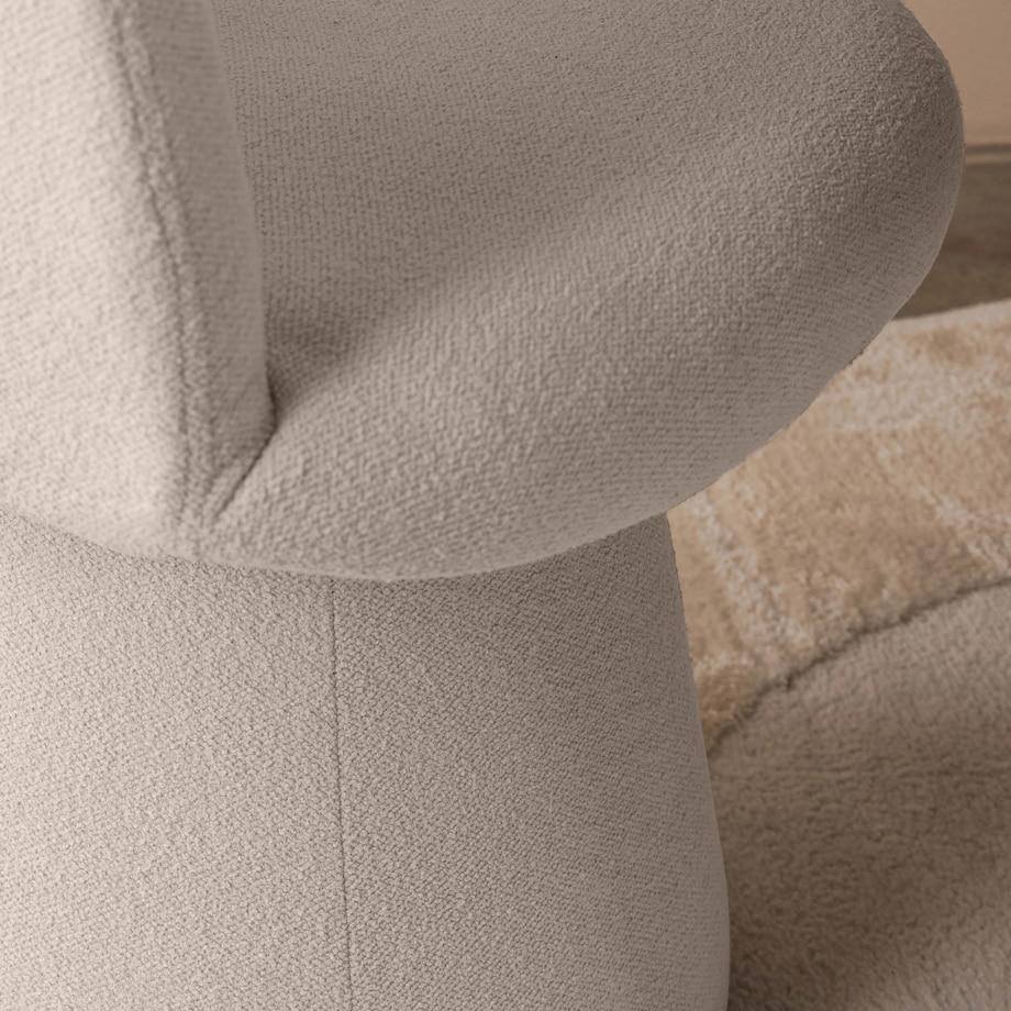 Krzesło tapicerowane obrotowe beżowe bouclé Nalf