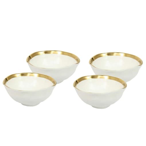 KARE komplet 4 misek BELL 15 cm biało-złoty