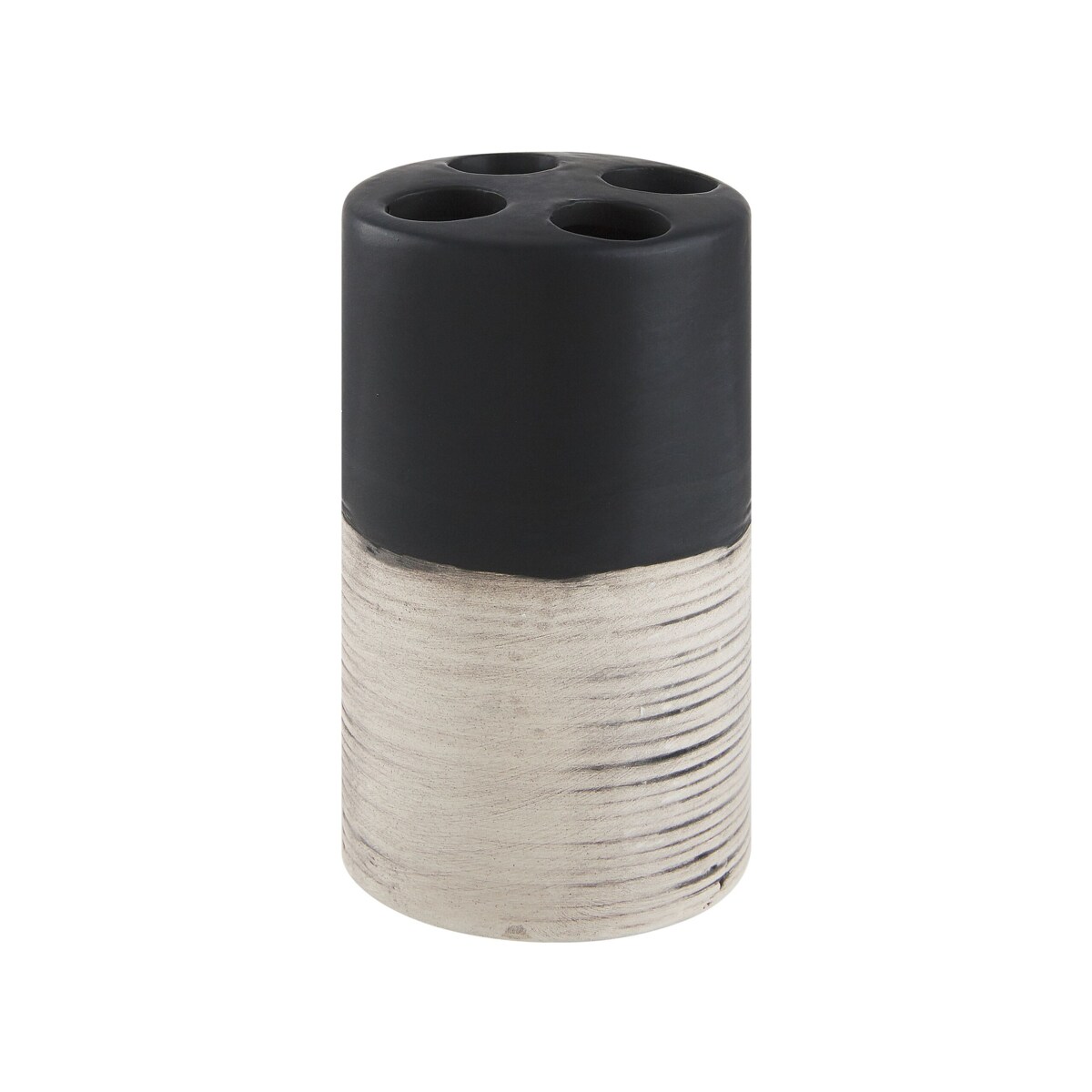 4-częściowy zestaw akcesoriów łazienkowych czarny z beżowym CORO