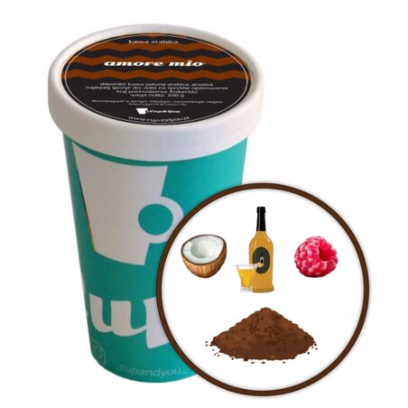Kawa aromatyzowana deserowa smak AMORE MIO mielona ARABICA PREMIUM 200g - kawa smakowa