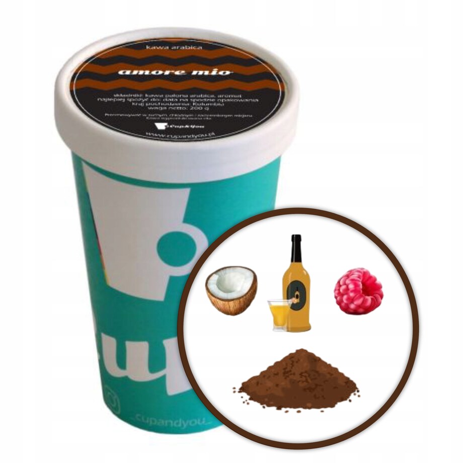 Kawa aromatyzowana deserowa smak AMORE MIO mielona ARABICA PREMIUM 200g - kawa smakowa