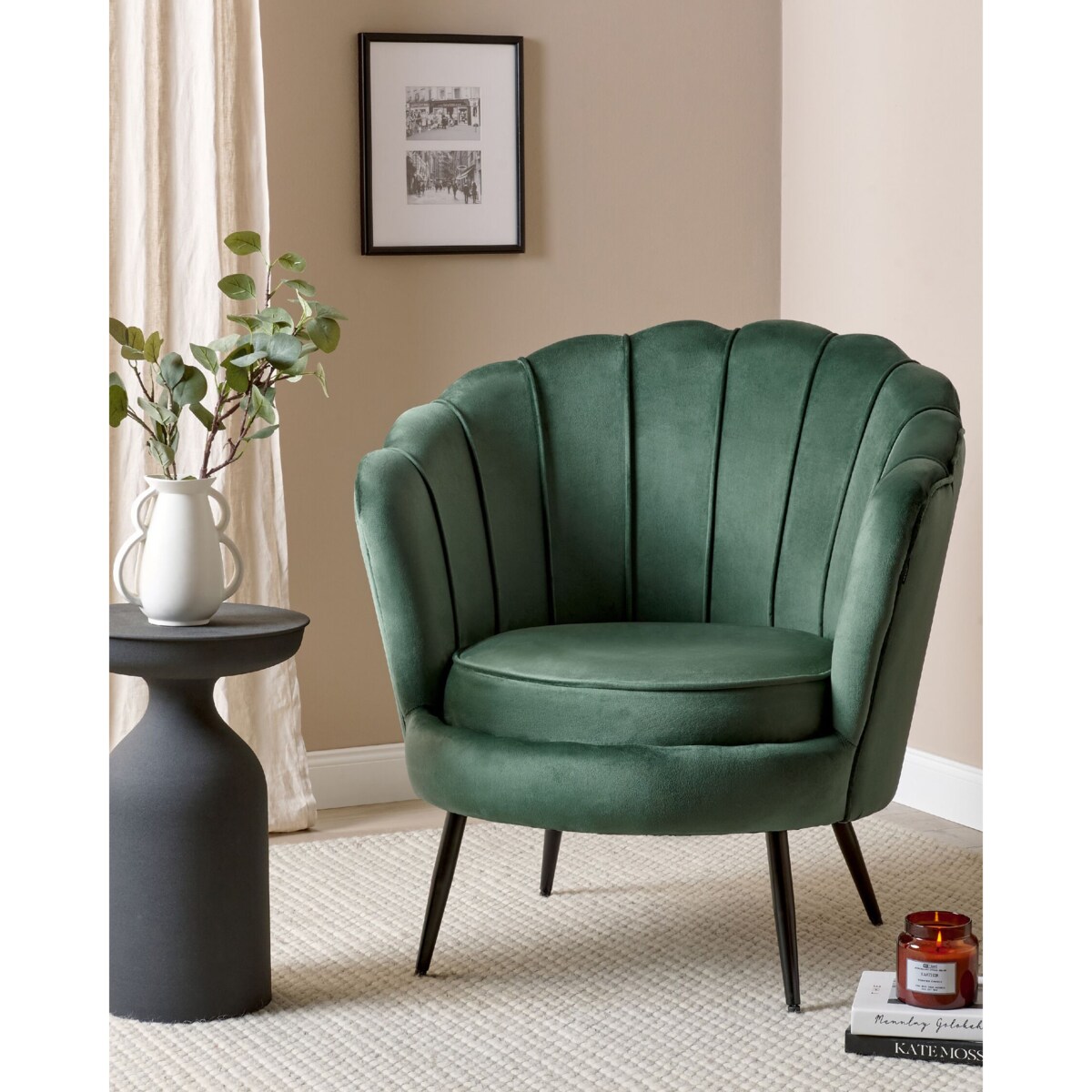 Fotel welurowy zielony LOVIKKA